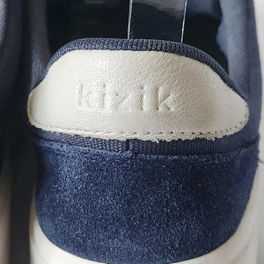 Kizik Prague Hands Free Sneakers Navy Blue Canvas Slip On Shoes SZ M8.5W W10W